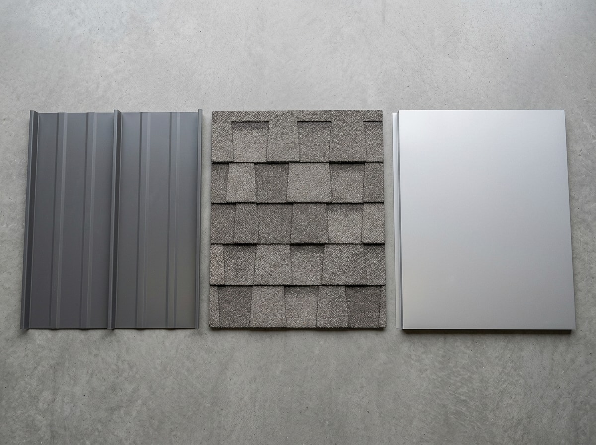Comparison of standing seam, stone-coated steel, and aluminum roof panel profiles